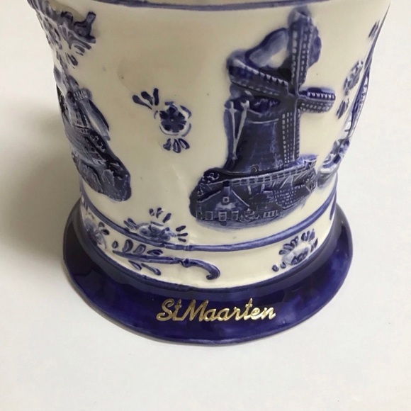 Delft Blue Holland Coffee Mug Handmade Tea Cup St. Maarten Windmill Vintage 4” - Picture 10 of 15